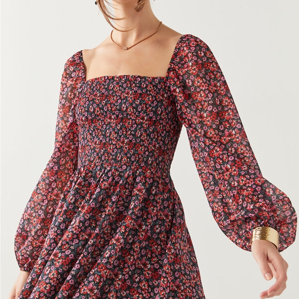 Miami Red and Black Bishop Sleeve Sundress